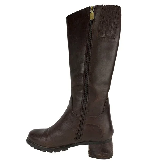 BLONDO Aqua Protect Block Heel Knee-High Chocolate Brown Leather Riding Boots 7M - Picture 5 of 12